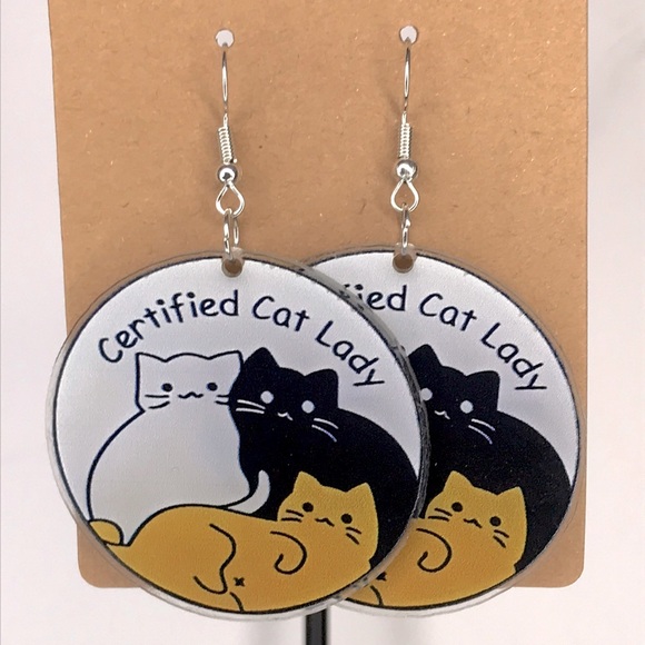 Fashion Jewelry Jewelry - Certified Cat Lady Dangle Earrings 2D Acrylic Cartoon Fashion Jewelry